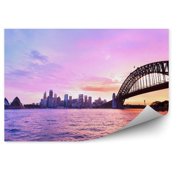 Fototapeta na stenu Panoráma sydney prístav opera mrakodrapy oceán obloha mraky západ slnka