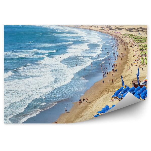 Fototapeta Maspalomas Pláž Oceán Palmy Slnečníky Ľudia Vlny