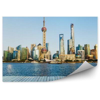 Fototapeta na stenu Šanghaj Mrakodrapy Výhľad Na Oceán Plošina Obloha Mraky