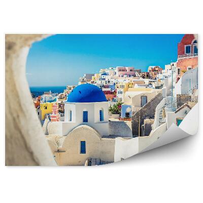 Fototapeta na stenu Pohľad na stenu diera v stene budovy more Santorini Grécko