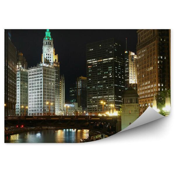 Fototapeta na stenu Mrakodrapy svetlá most Chicago rieka