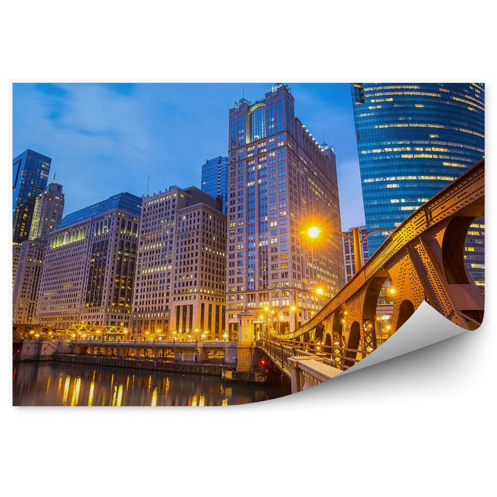 Fototapeta Mrakodrapy svetlá most riečne svetlá noc