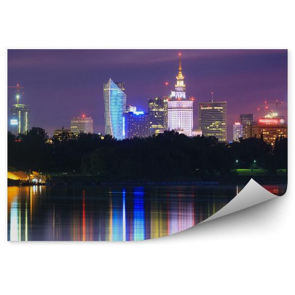 Fototapeta na stenu Varšava panoráma mesto svetlá Visla