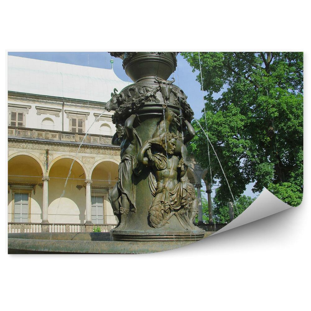 Fototapeta Architektúra fontána vodné rastliny stromy