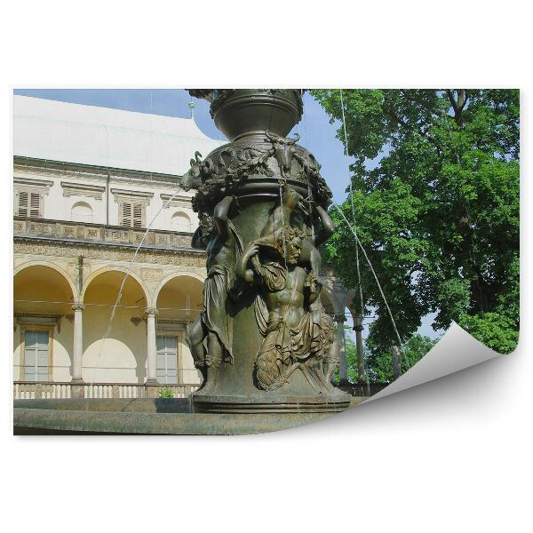 Fototapeta Architektúra fontána vodné rastliny stromy