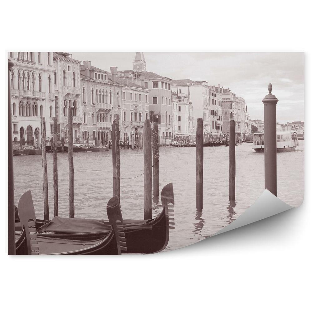 Fototapeta Čiernobiele Gondoly Vodná Krajina