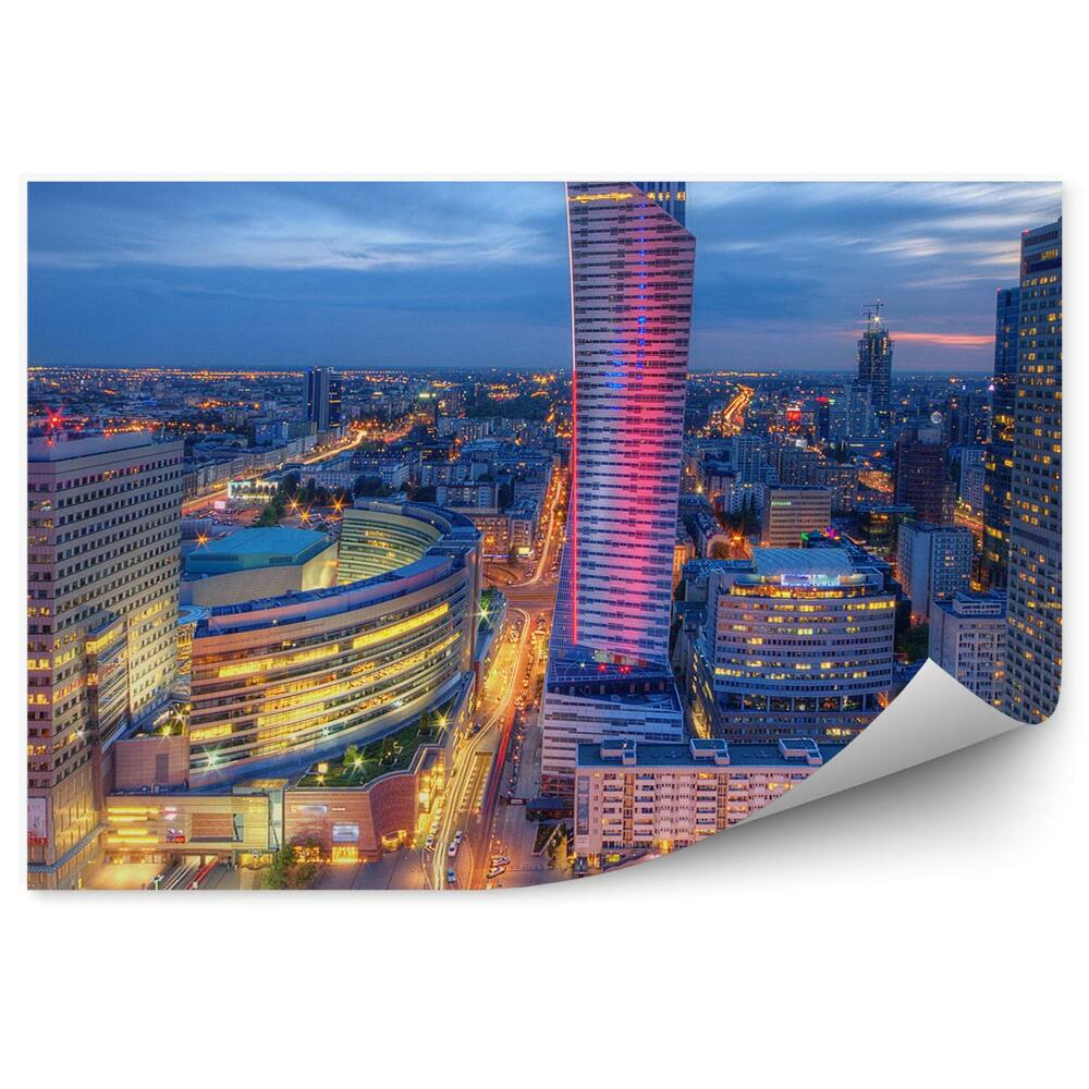Fototapeta na stenu Panoráma nočnej Varšavy svetlá