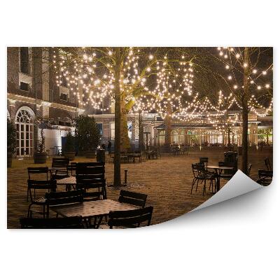 Fototapeta Budovy Stromy Stôl Stoličky Slávnostné Dekorácie Osvetlenie