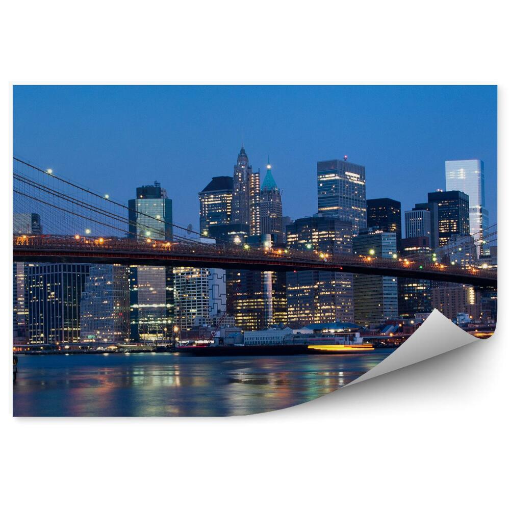 Fototapeta Mrakodrapy mosty oceán New York nočné svetlá