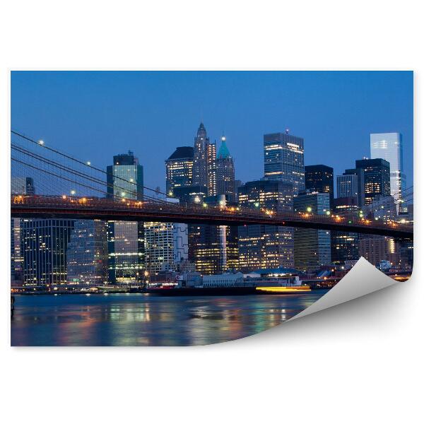 Fototapeta Mrakodrapy mosty oceán New York nočné svetlá