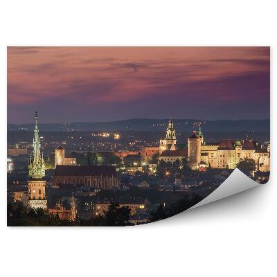 Fototapeta Večerná panoráma krakov svetlá staré mesto