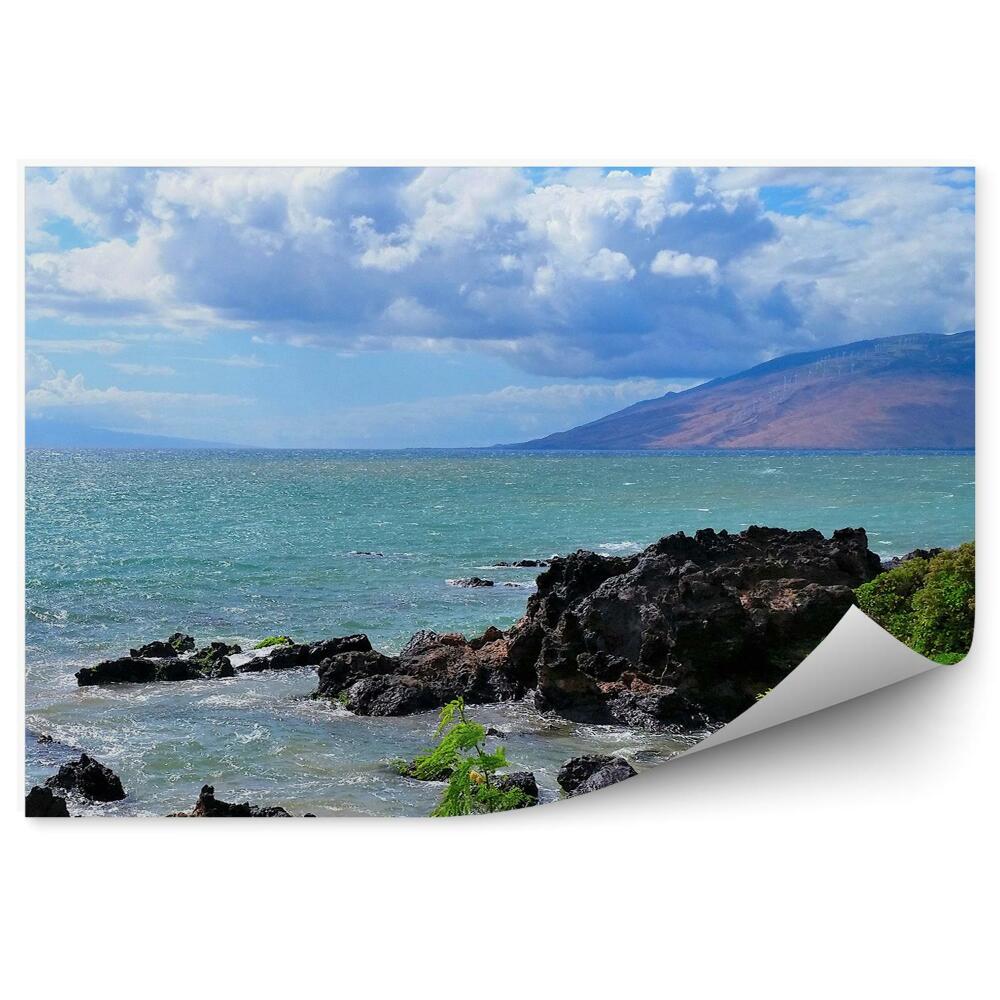 Fototapeta Džungľa skaly oceán hory obloha mraky Havaj
