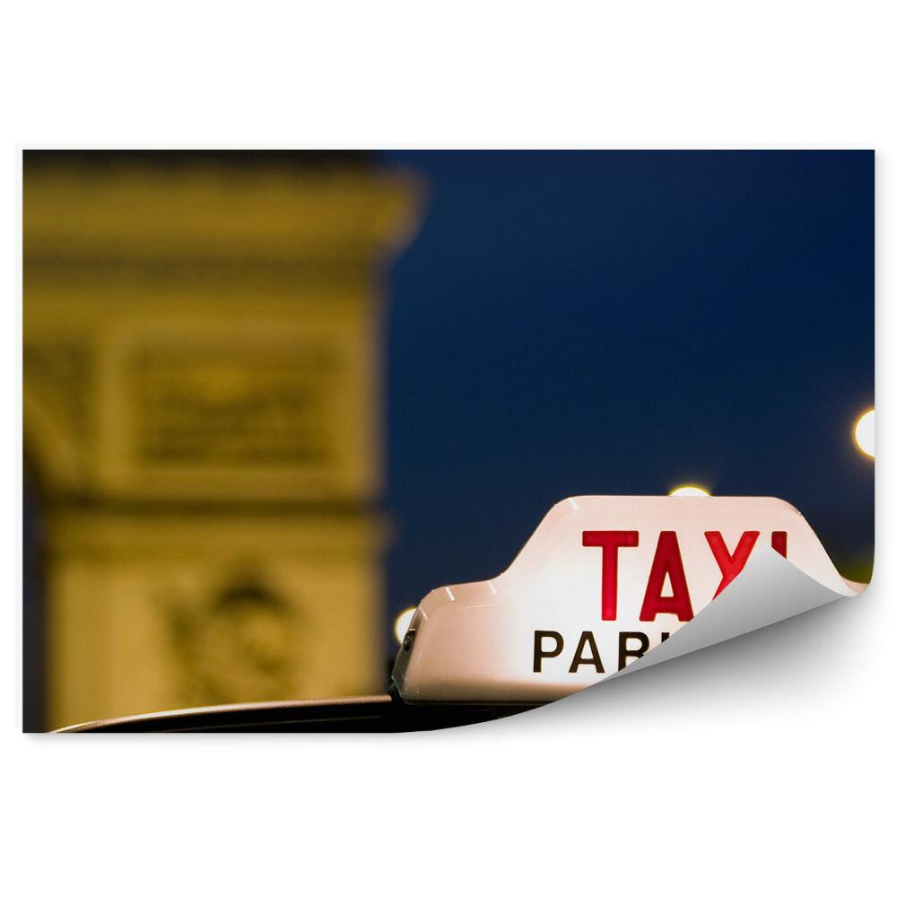 Fototapeta na stenu Víťazný Oblúk Paríž Taxi