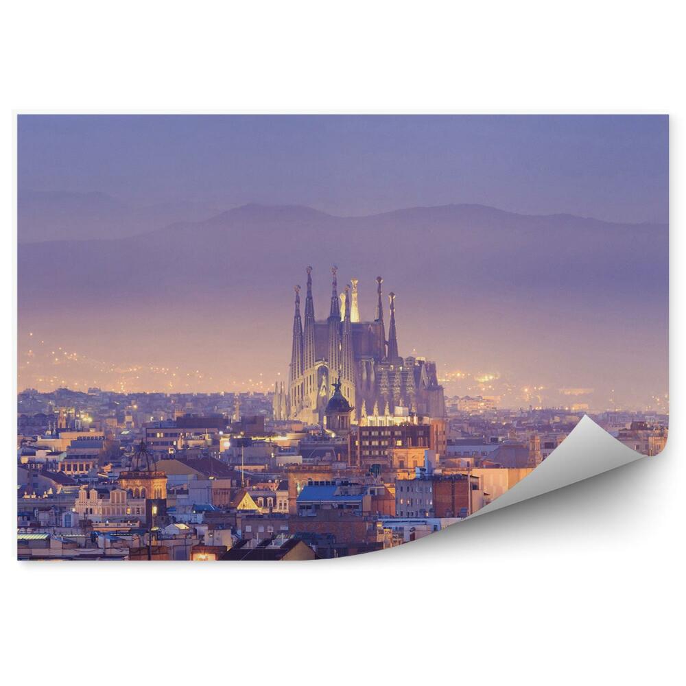 Fototapeta Barcelonské budovy katedrála nočný pohľad