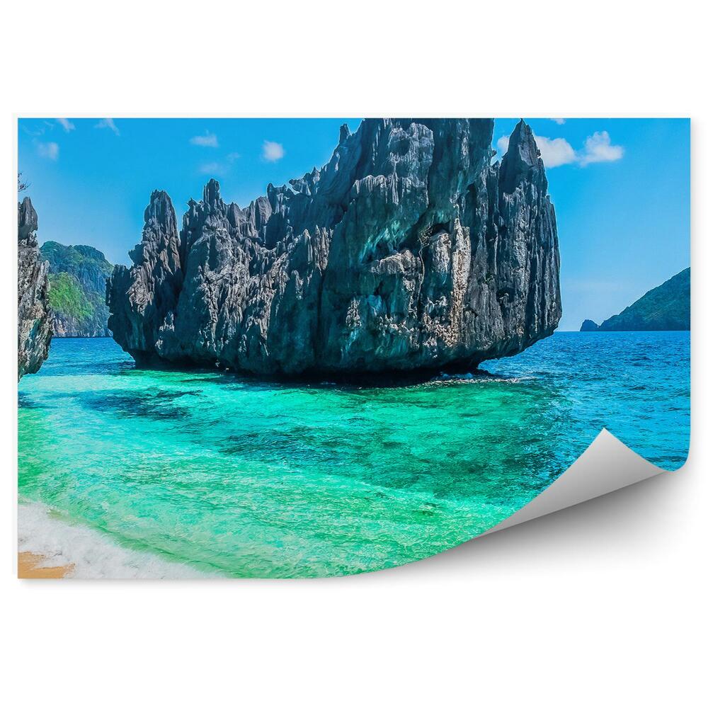 Fototapeta na stenu Skaly Rastliny Pláž Oceán Obloha Mraky