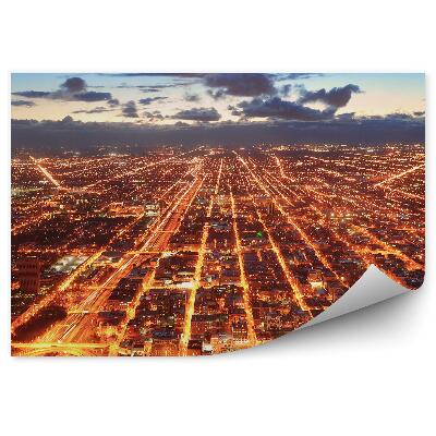 Fototapeta na stenu Pohľad z vtáčej perspektívy na centrum Chicaga mrakodrapy nočné svetlá mraky