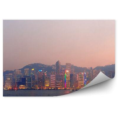 Fototapeta na stenu Hongkong mrakodrapy svetlá noc oceán