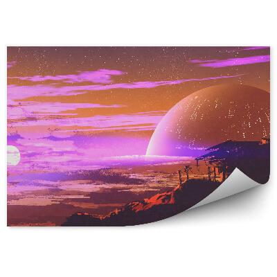 Fototapeta na stenu Starý Dom Planéta Mesiac Hviezdy Vesmír Obraz