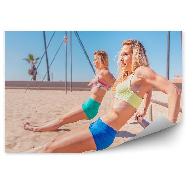 Fototapeta na stenu Raztezanje športna plaža los angeles vaje