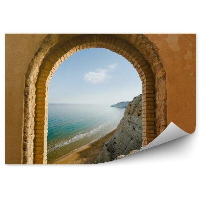 Fototapeta Staré okno s výhľadom na pobrežie