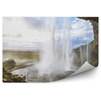 Fototapeta Vodopád pri západe slnka nádrž zelená