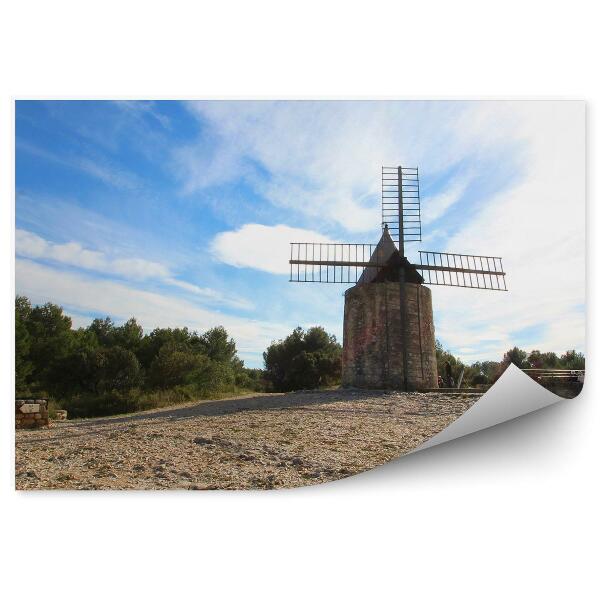 Fototapeta Veterný mlyn Provence stromy nebo kopec Francúzsko