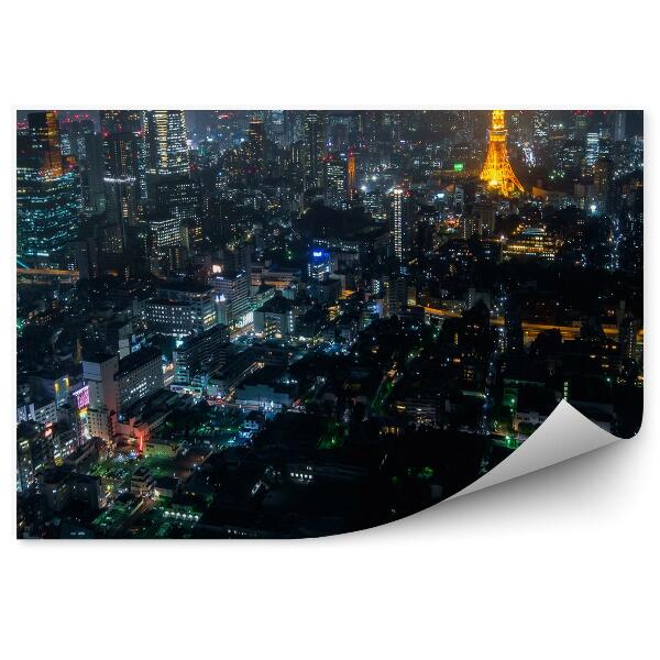Fototapeta na stenu Pohľad z vtáčej perspektívy noc Tokio Japonsko svetlá