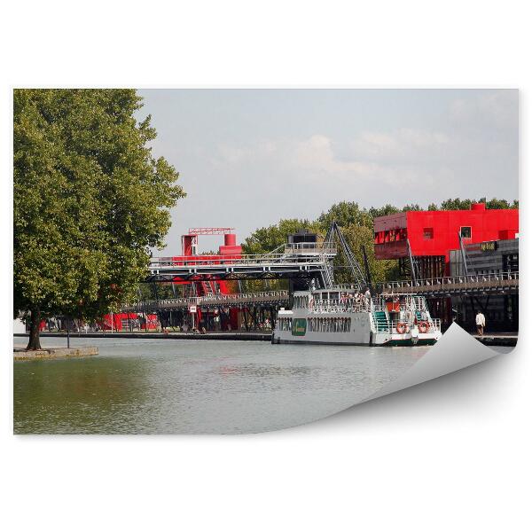 Fototapeta na stenu La Villette Paríž rieka stromy obloha mraky