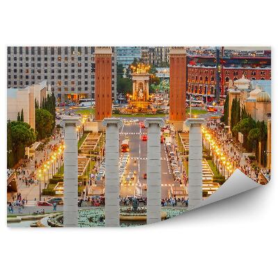 Fototapeta na stenu Barcelona budovy cesta ľudia autá nočný pohľad