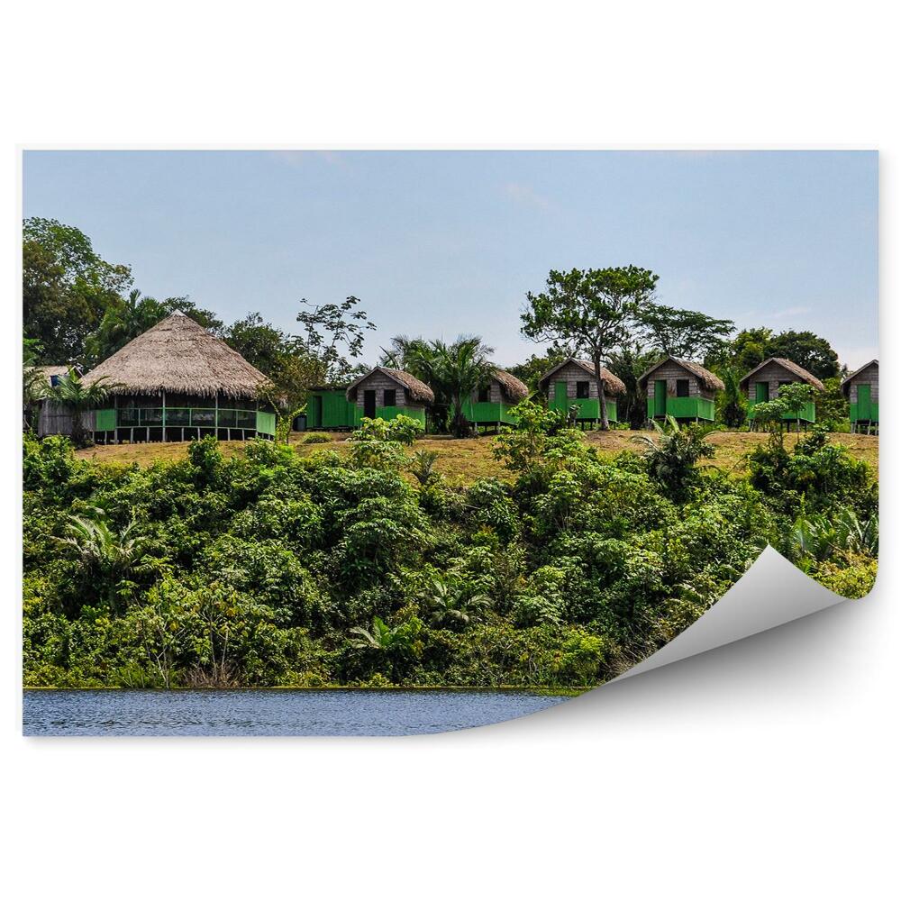 Fototapeta Chaty amazonská džungľa stromy voda obloha mraky