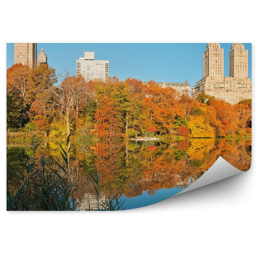 Fototapeta na stenu Central Park jeseň domy mrakodrapy rieka New York tiene