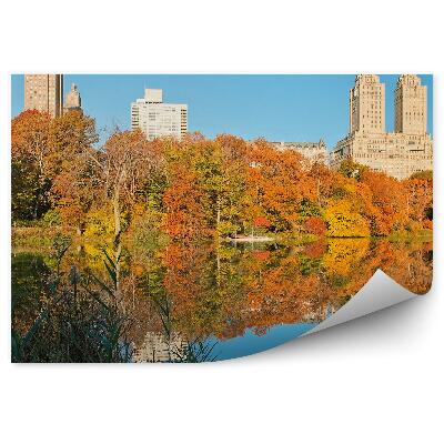 Fototapeta na stenu Central Park jeseň domy mrakodrapy rieka New York tiene