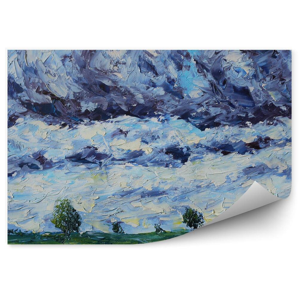 Fototapeta na stenu Maľované pole tráva príroda zamračená obloha