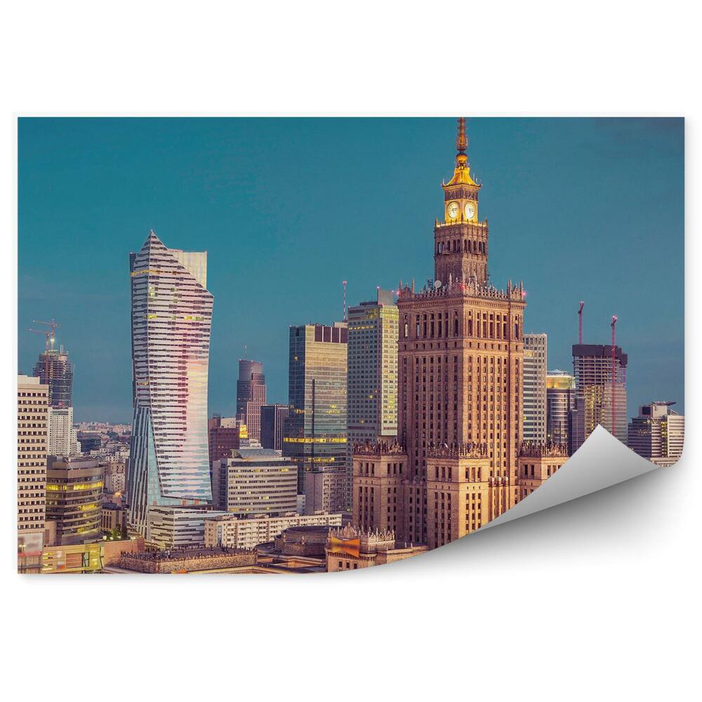 Fototapeta Letecký pohľad na centrum Varšavy mrakodrapy obloha