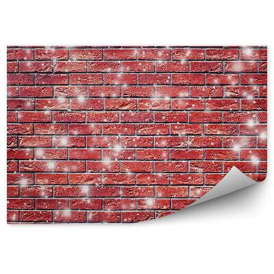 Fototapeta na stenu Červená tehlová stena s textúrou padajúcich snehových vločiek