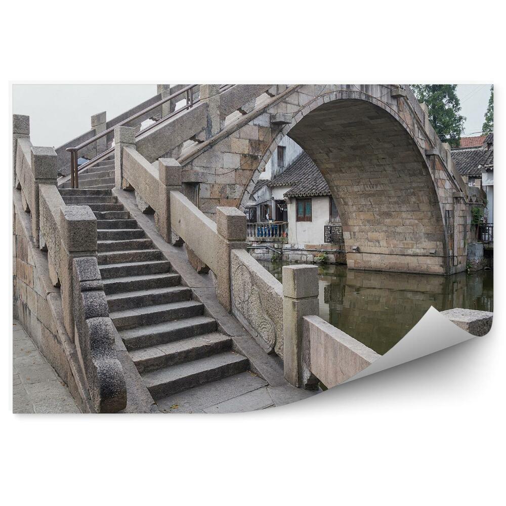 Fototapeta na stenu Most Fengjing Zhujiajiao Starobylé Mesto Domy Stromy Rieka Nebo
