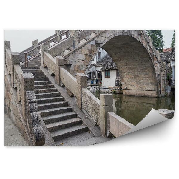 Fototapeta na stenu Most Fengjing Zhujiajiao Starobylé Mesto Domy Stromy Rieka Nebo