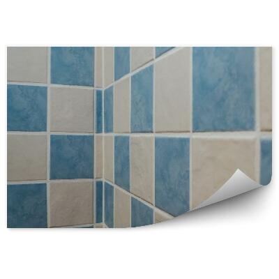 Fototapeta na stenu Kúpeľňové obklady perspektíva biela modrý vzor