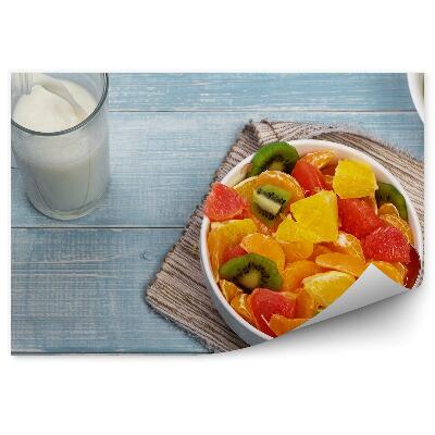 Fototapeta Ovocný šalát zdravé stravovanie mlieko raňajky