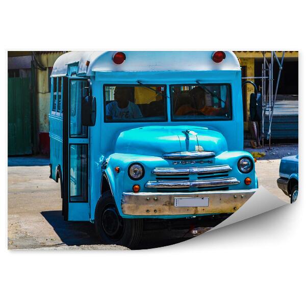 Fototapeta na stenu Modrý retro autobus