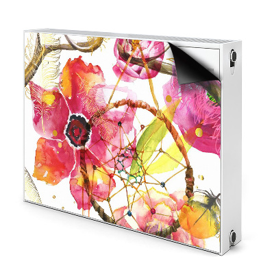 Dekoračný magnet na radiátor Lapač snov s kvetinovým pozadím