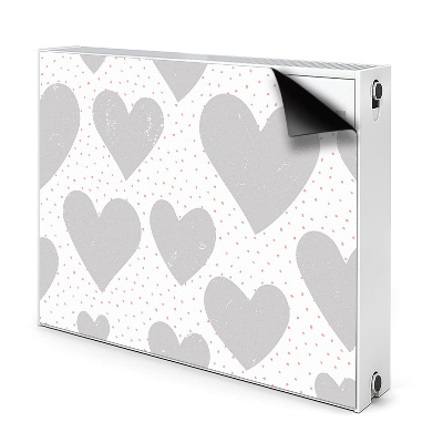 Dekoračný magnet na radiátor Sivé srdcia a ružové bodky