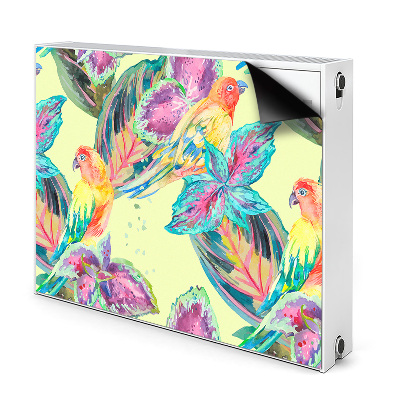 Dekoračný magnet na radiátor Tropické papagáje a farebné listy