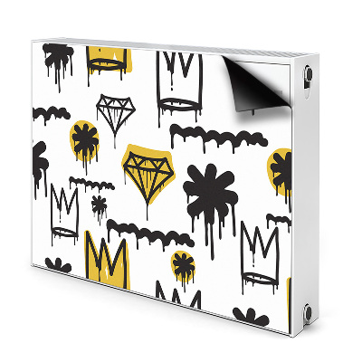 Dekoračný magnetický kryt na radiátor Korunky, diamanty a kvety graffiti