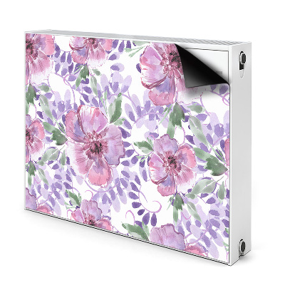 Dekoračný magnetický kryt na radiátor Fialové akvarelové kvety a listy