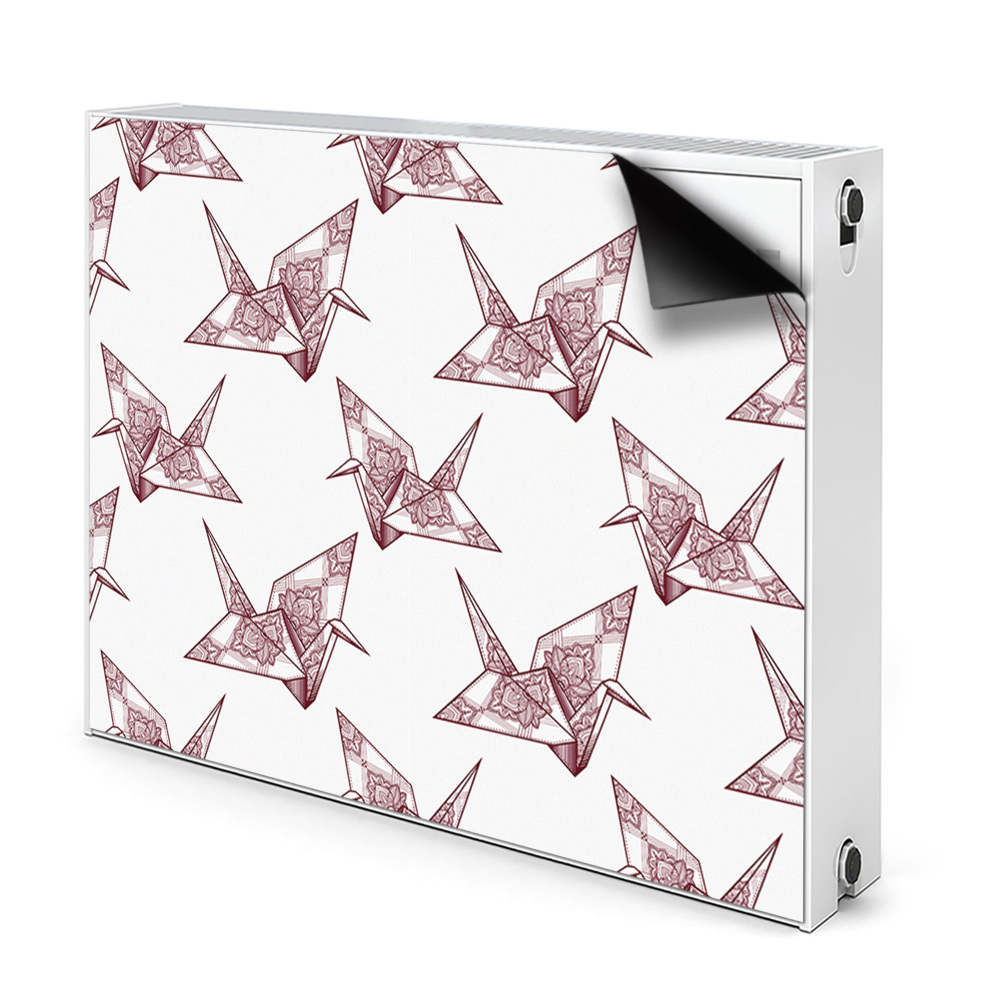 Dekoračný magnetický kryt na radiátor Origami žeriav s kvetinovým vzorom