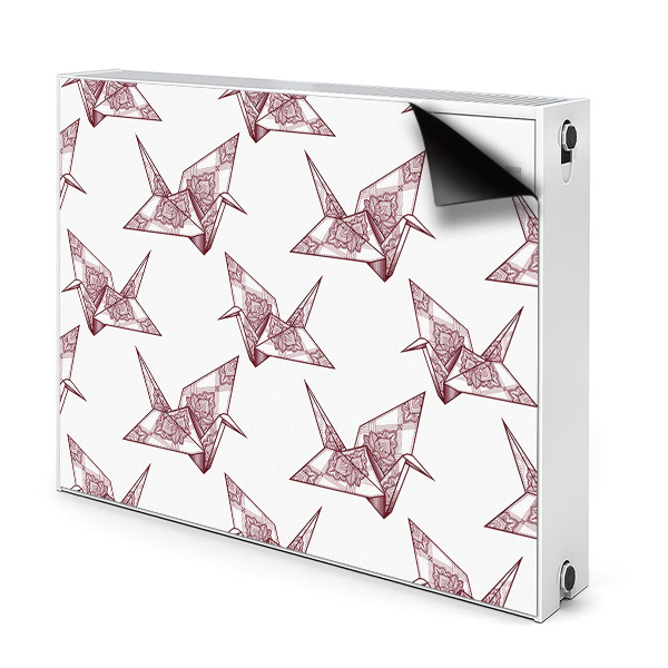Dekoračný magnetický kryt na radiátor Origami žeriav s kvetinovým vzorom