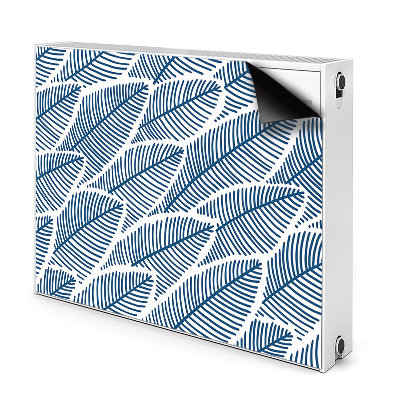 Dekoračný magnetický kryt na radiátor Modré listy s jemnými pruhmi