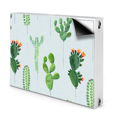 Dekoračný magnet na radiátor Kaktusy s kvetmi na svetlom pozadí