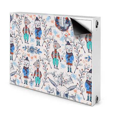 Dekoračný magnet na radiátor Zvieratká v zimných svetroch a rastliny